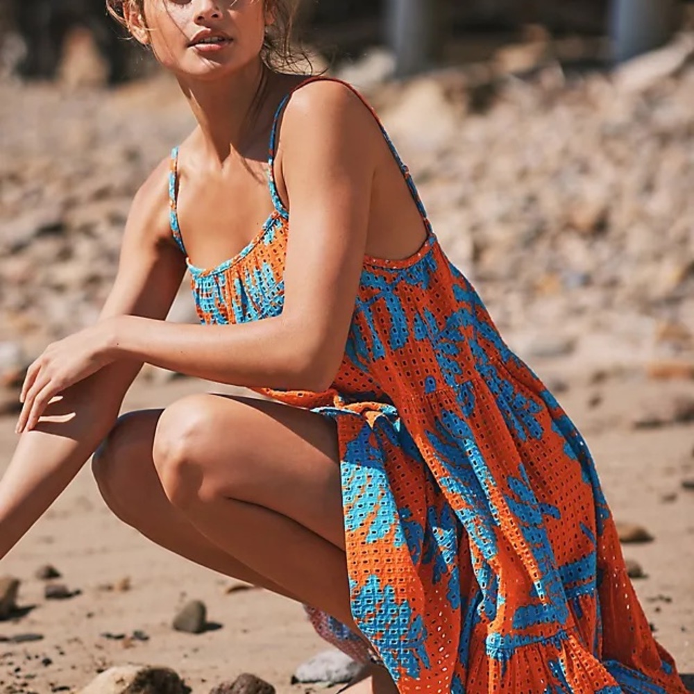 NWT SOLID & STRIPED Vibrant Orange and Blue Addison Dress